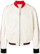 Gucci Perforated Bomber With Gucci Logo - Neutrals