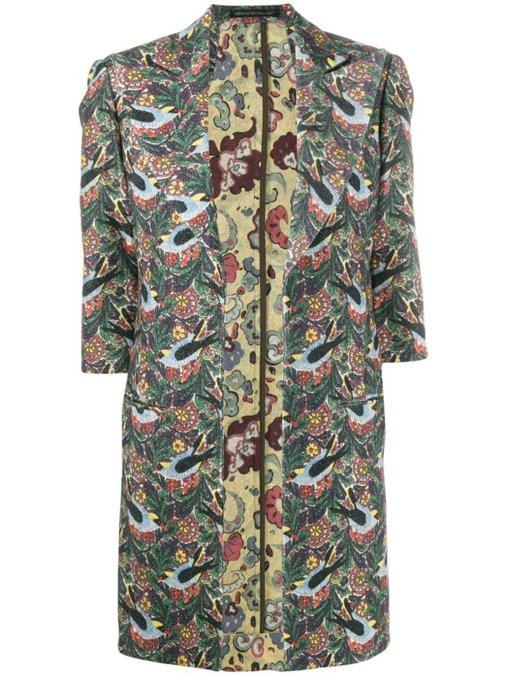 Yohji Yamamoto Pre-owned Three-quarter Sleeves Floral Coat - Green