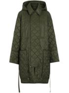 Burberry Diamond Quilted Hooded Coat - Green