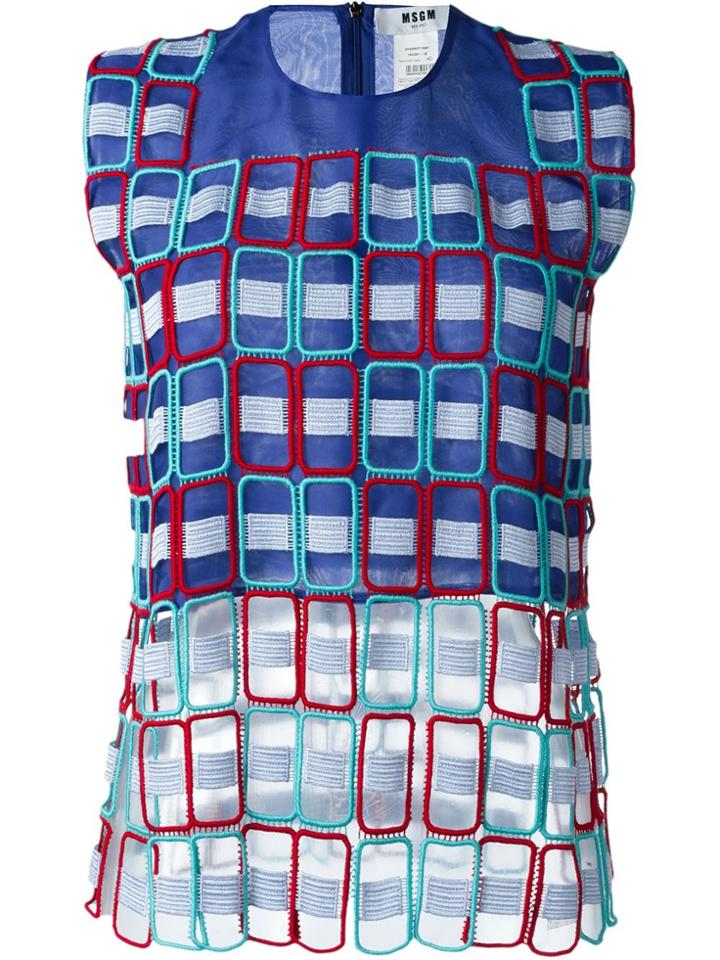 Msgm Embroidered Layered Top - Blue