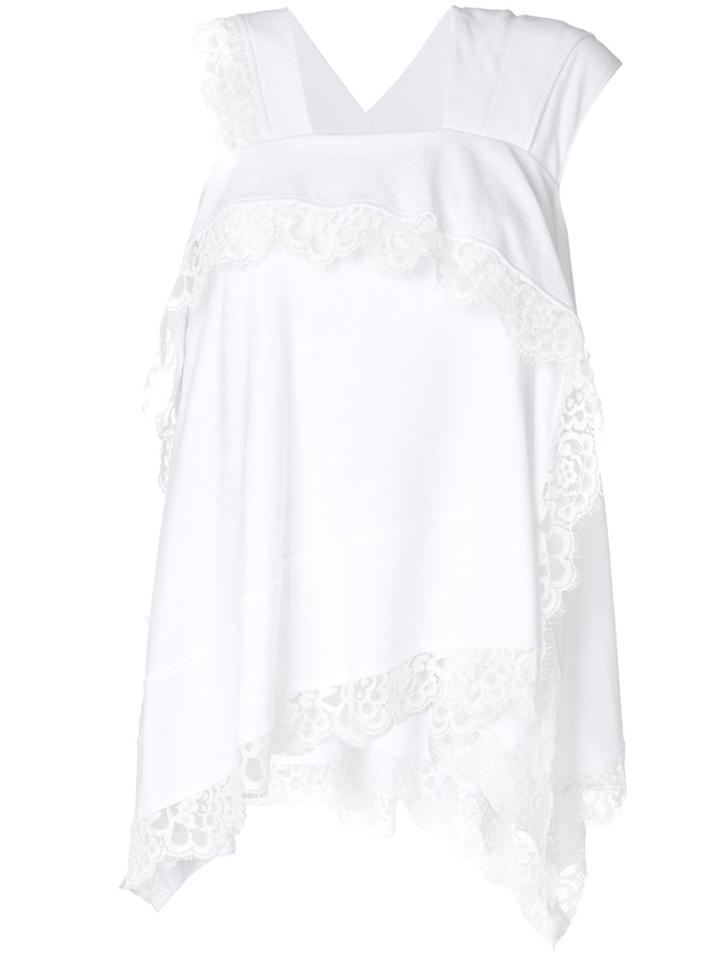 Koché Lace Trim Asymmetric Blouse - White