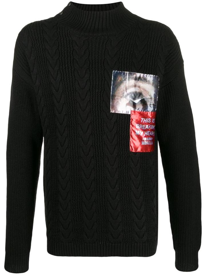 Frankie Morello Patch Detail Mock-neck Jumper - Black