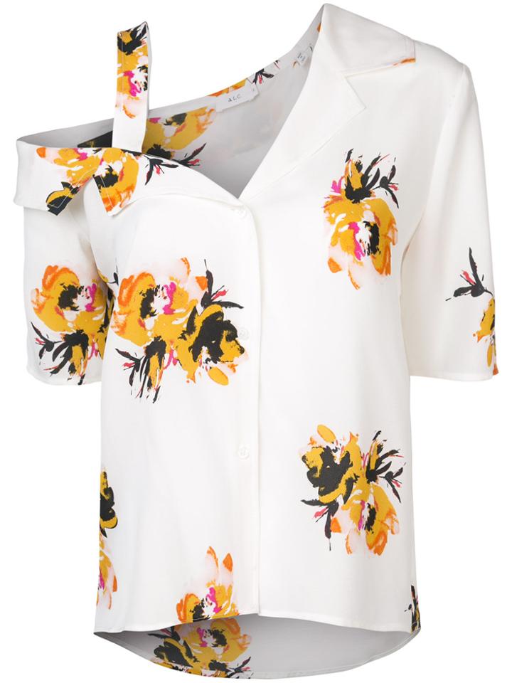 A.l.c. Asymmetric Floral Print Shirt - White