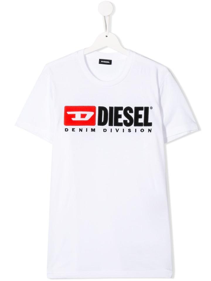 Diesel Kids Teen Embroidered Logo T-shirt - White