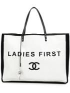 Chanel Vintage 'ladies First' Canvas Shopper Tote, Women's, White