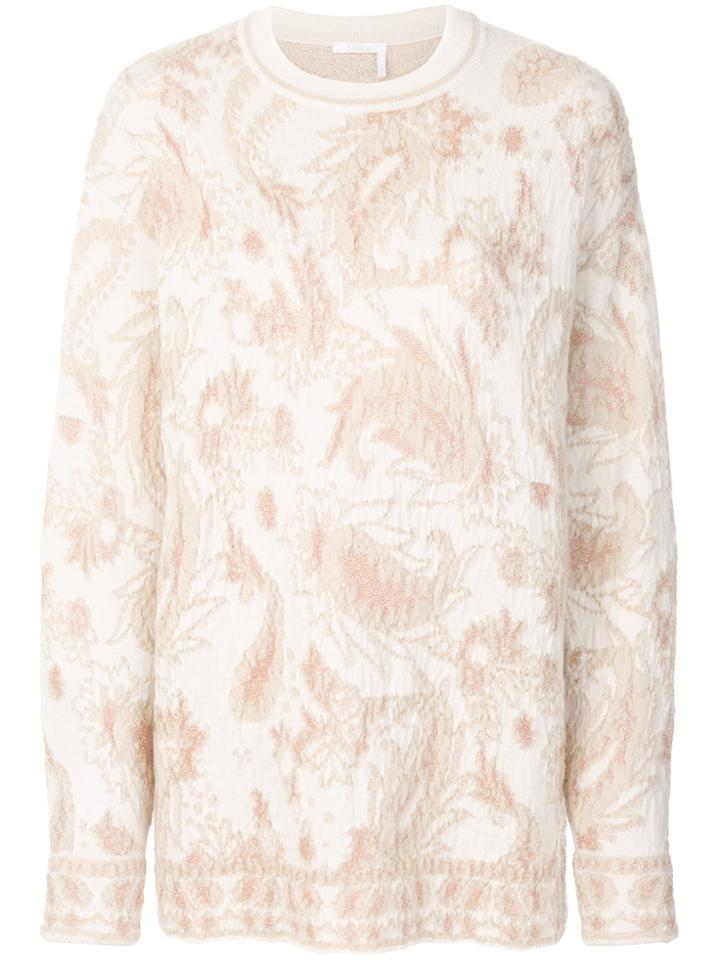 Chloé Patterned Oversized Sweater - Nude & Neutrals