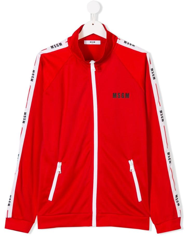 Msgm Kids Teen Logo Strip Sweatshirt - Red