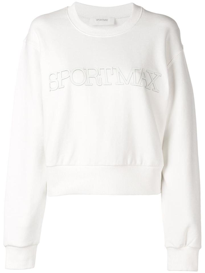Sportmax Cropped Logo Sweatshirt - White
