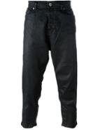 Diesel Black Gold Coated Cropped Jeans, Men's, Size: 32, Cotton/polyester/spandex/elastane
