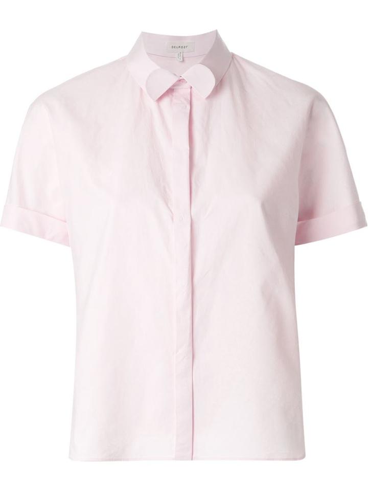 Delpozo Fold-up Collar Cropped Shirt, Women's, Size: 38, Pink/purple, Cotton