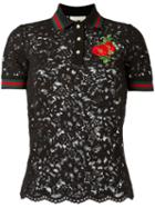 Gucci Lace Polo Shirt, Women's, Size: Small, Black, Cotton/viscose/polyimide