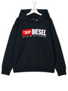 Diesel Kids Embroidered Logo Hoodie - Blue