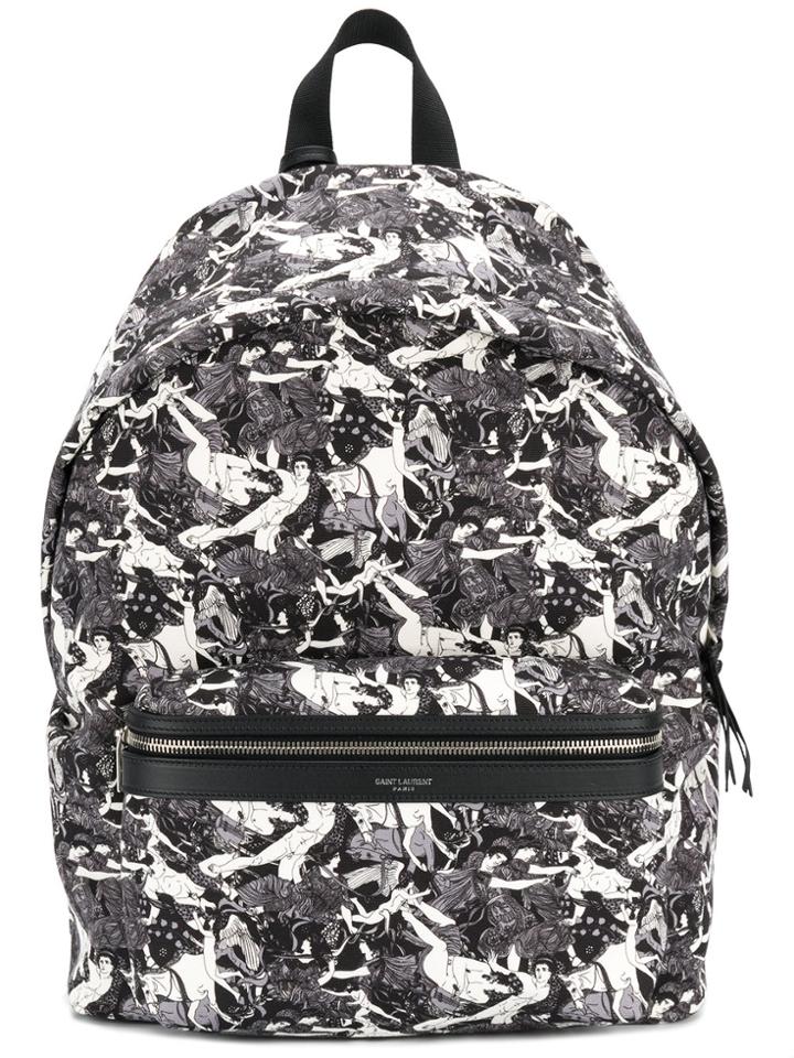 Saint Laurent City Printed Backpack - Black