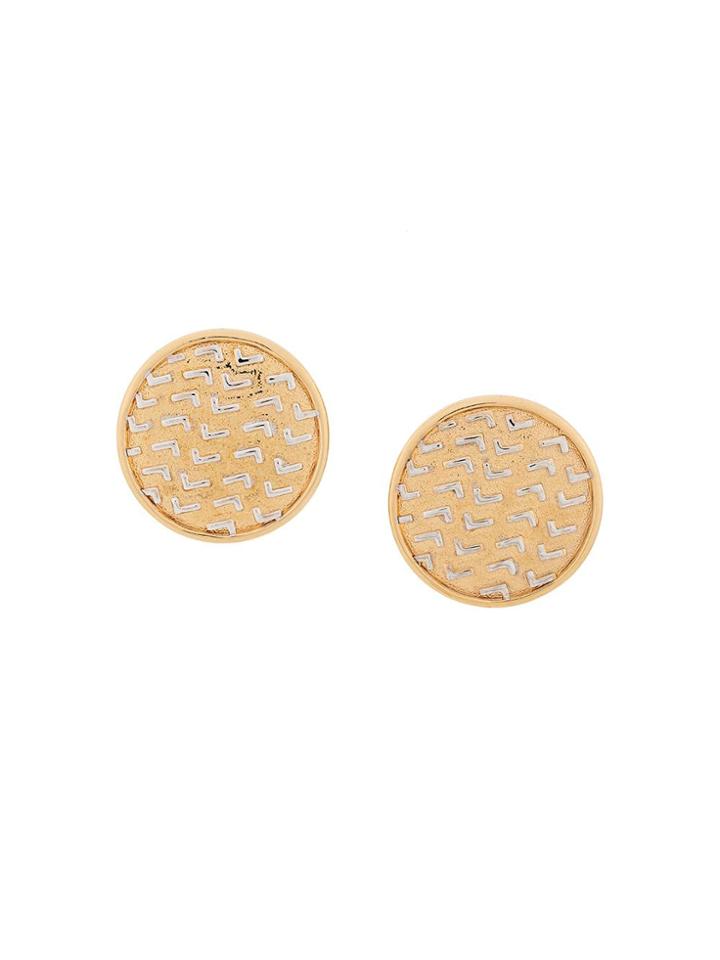 Susan Caplan Vintage 1980's Abstract Round Earrings - Gold