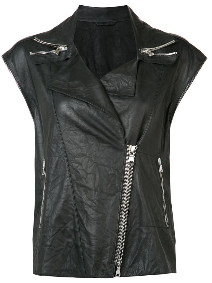 Sylvie Schimmel Sleeveless Biker Jacket, Women's, Size: 36, Black, Goat Skin