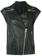 Sylvie Schimmel Sleeveless Biker Jacket, Women's, Size: 36, Black, Goat Skin