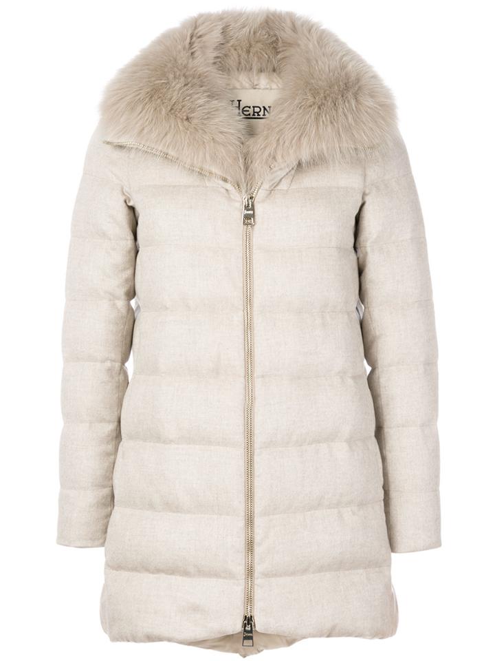 Herno Fur Trim Collar Padded Jacket - Nude & Neutrals
