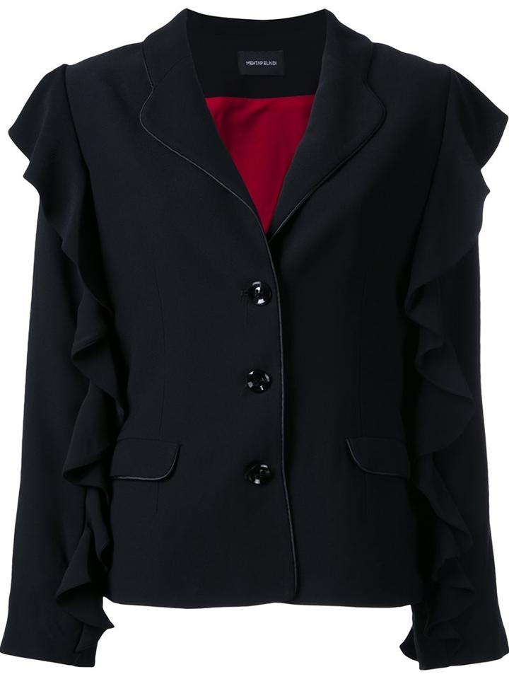 Elaidi Ruffle Detail Blazer, Women's, Size: 42, Black, Polyester