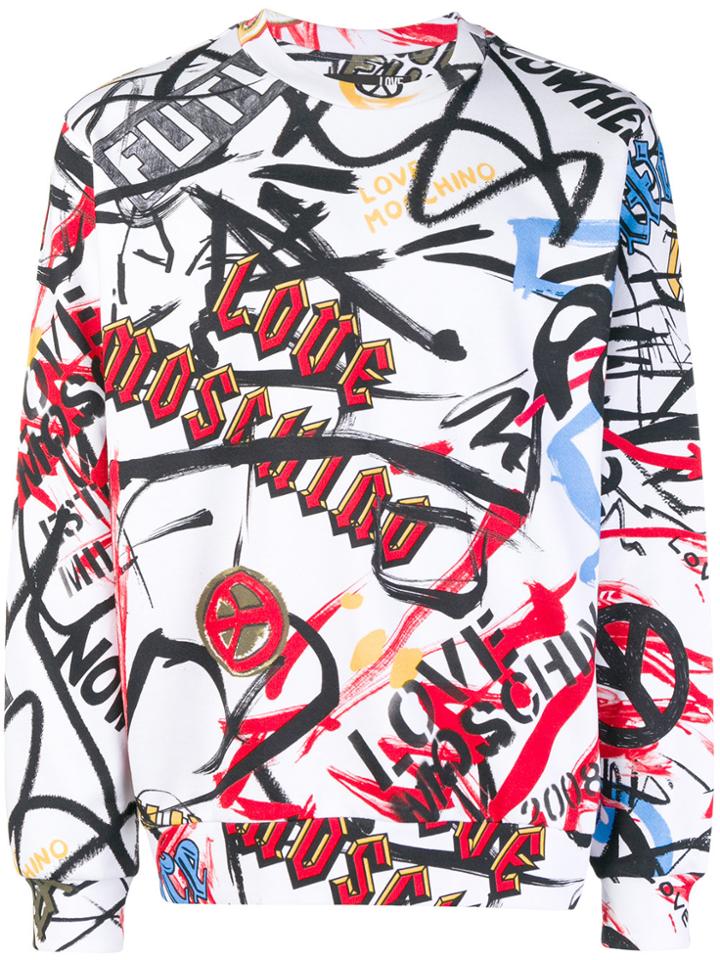 Love Moschino Logo Graffiti Sweatshirt - White