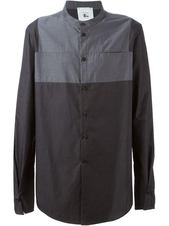 Lost And Found Rooms Panelled Band Collar Shirt