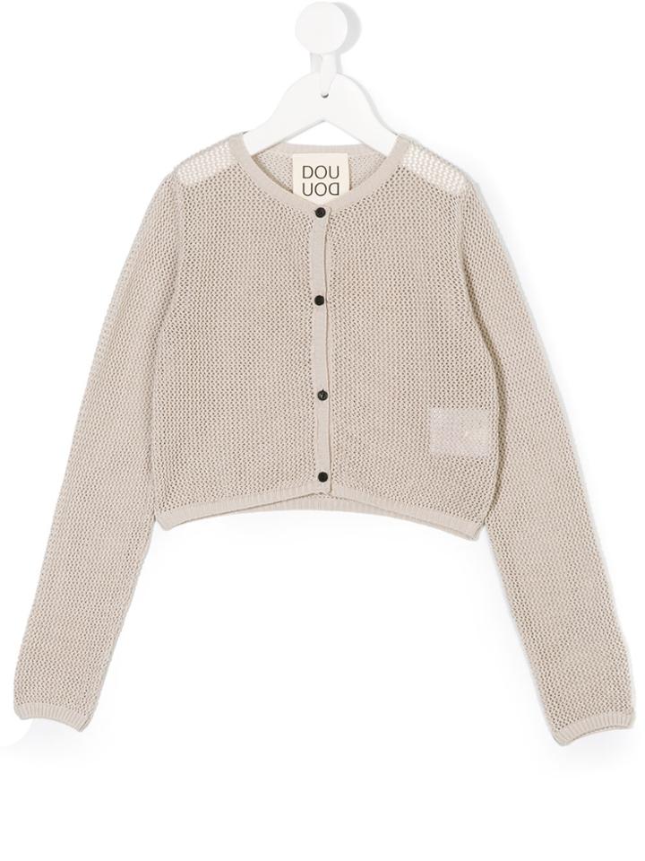 Douuod Kids Open Knit Cardigan - Nude & Neutrals