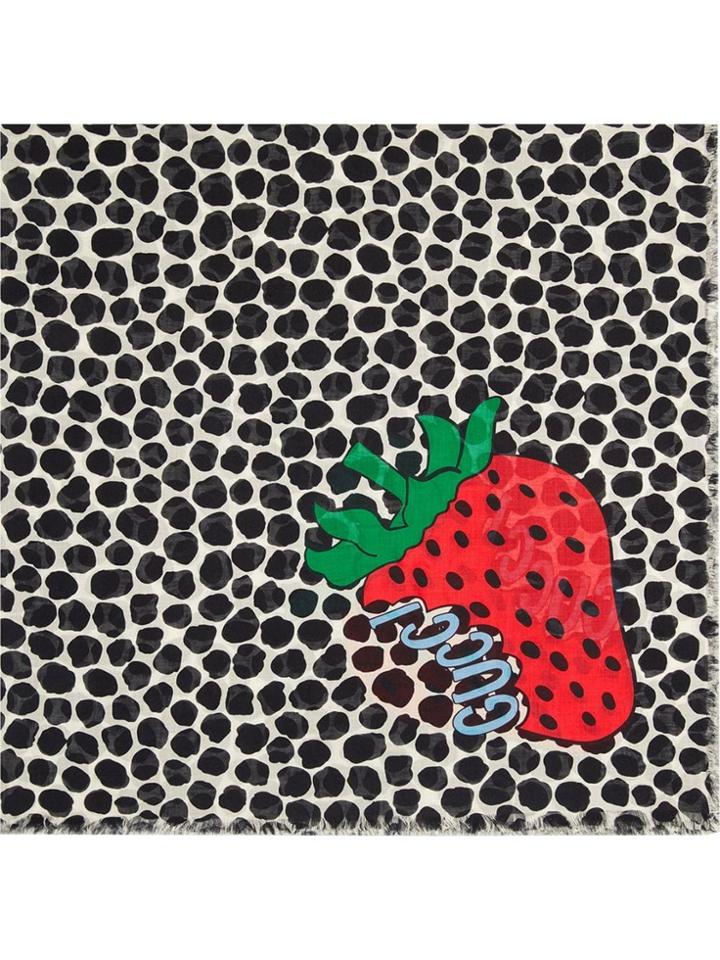 Gucci Strawberry Animal Print Shawl - Black