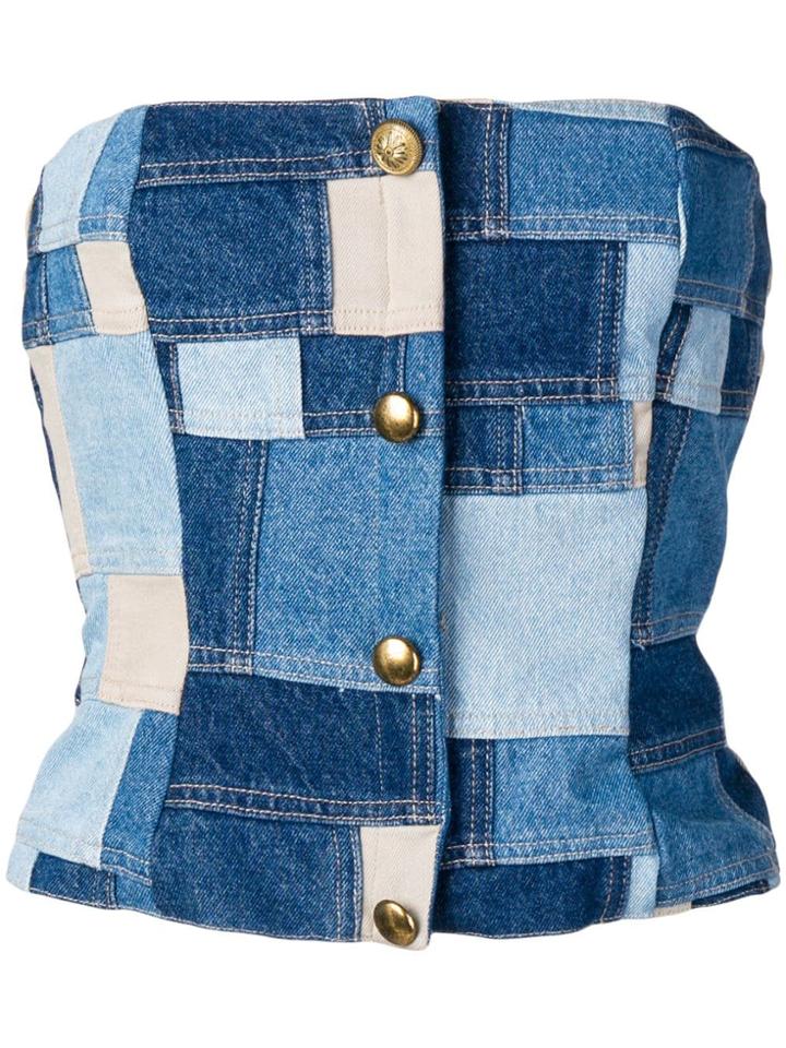 Romeo Gigli Patchwork Corset Top - Blue