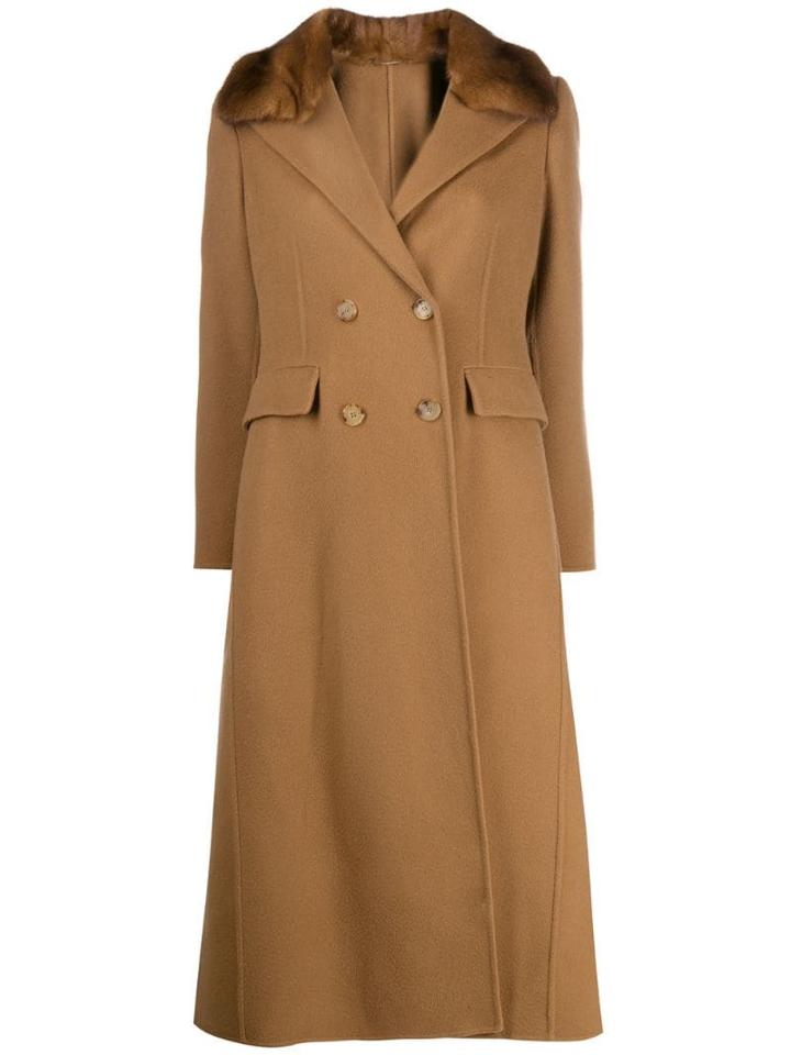 Ermanno Scervino Fur-collar Trenchcoat - Brown