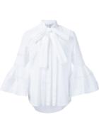 Carolina Herrera Pussy Bow Blouse, Women's, Size: 10, White, Cotton