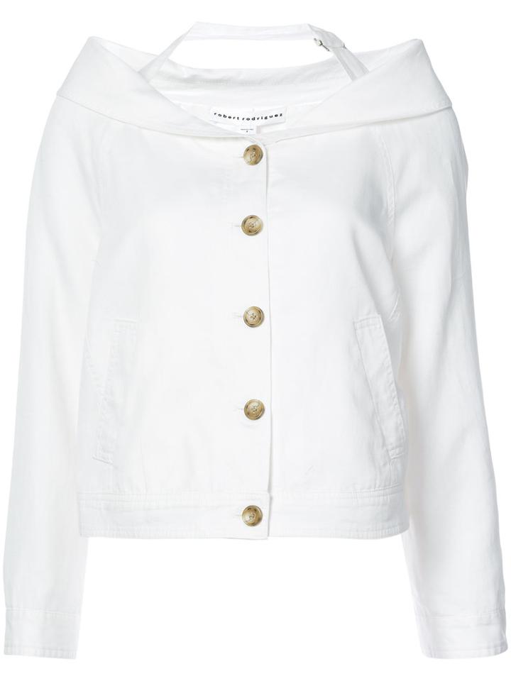 Robert Rodriguez - Cut-detail Blazer - Women - Cotton/linen/flax - 8, White, Cotton/linen/flax
