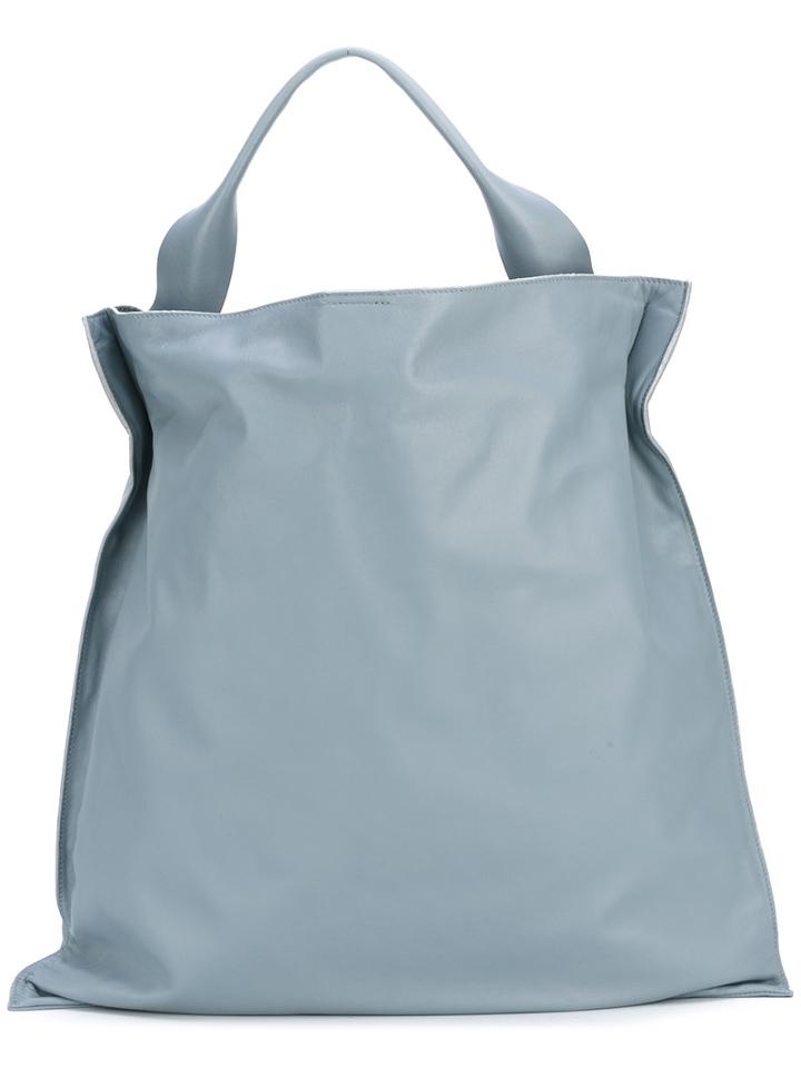 Jil Sander Xiao Tote Bag, Women's, Blue, Cotton/lamb Skin