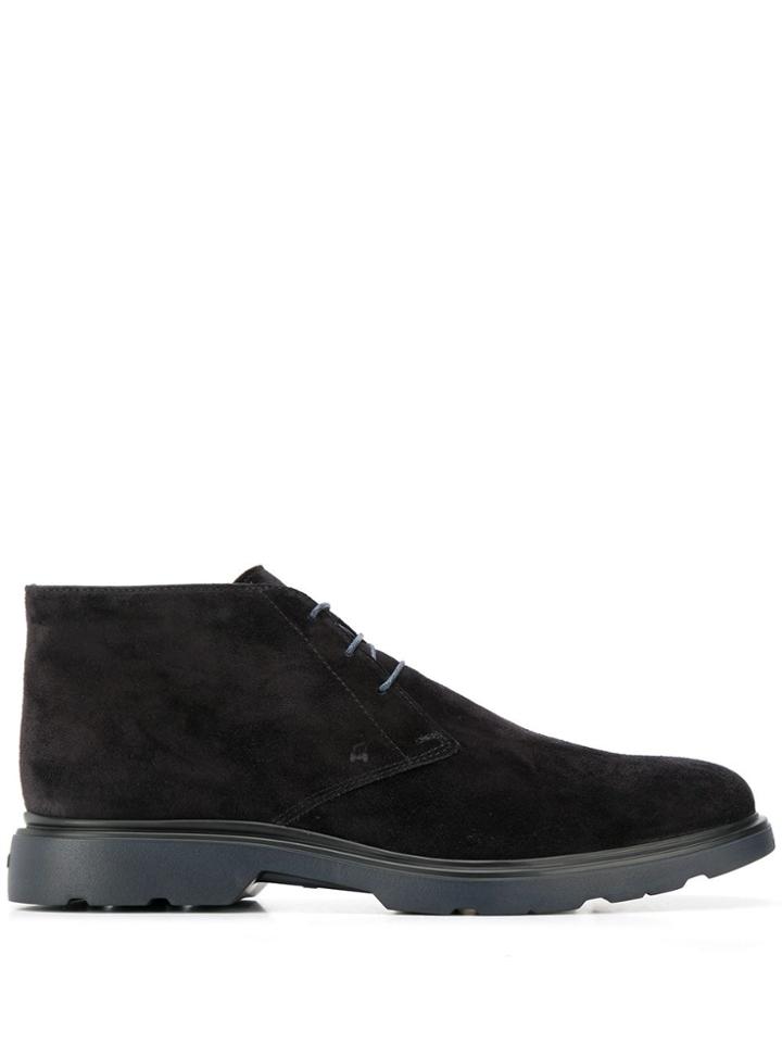 Hogan Lace-up Suede Ankle Boots - Black
