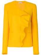 Emilio Pucci - Frill-embroidered Blazer - Women - Silk/wool - 46, Yellow/orange, Silk/wool