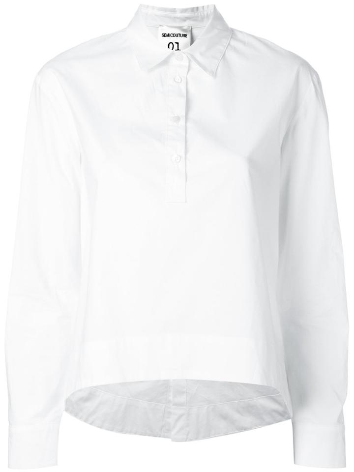 Semicouture V-neck Blouse, Women's, Size: 42, White, Cotton