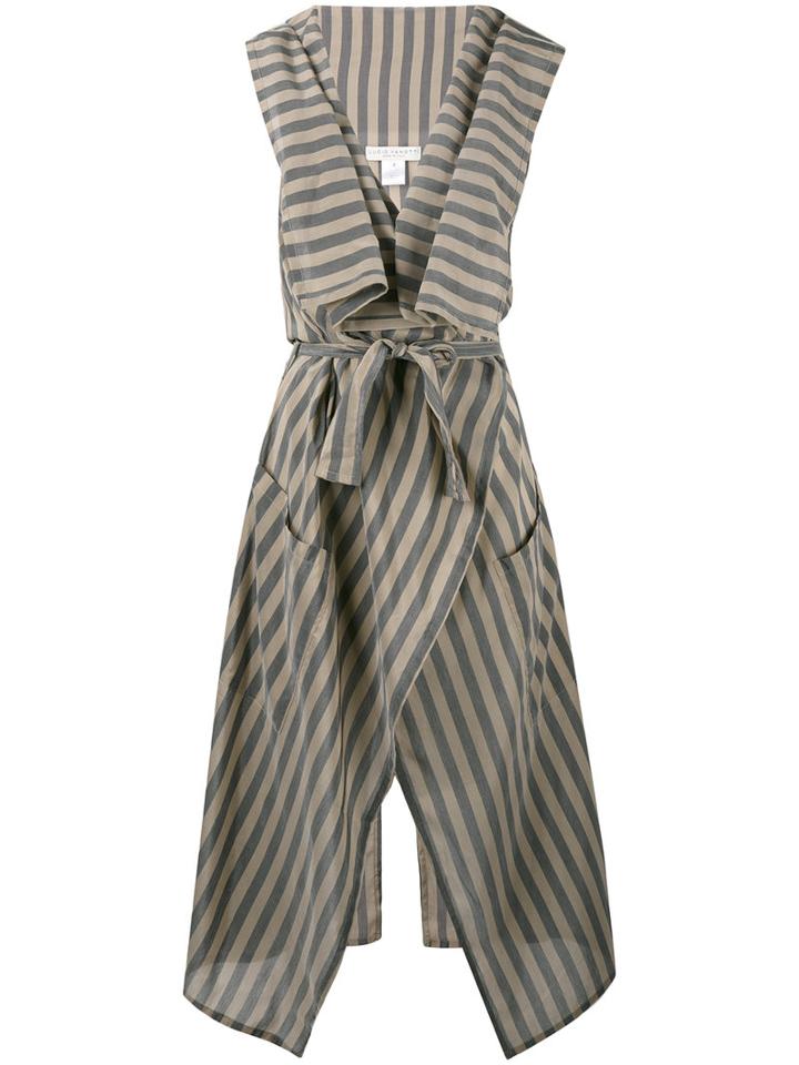 Lucio Vanotti - Striped Sleeveless Duster - Women - Silk/cotton - 2, Grey, Silk/cotton