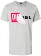 Diesel Slogan Applique T-shirt - Grey