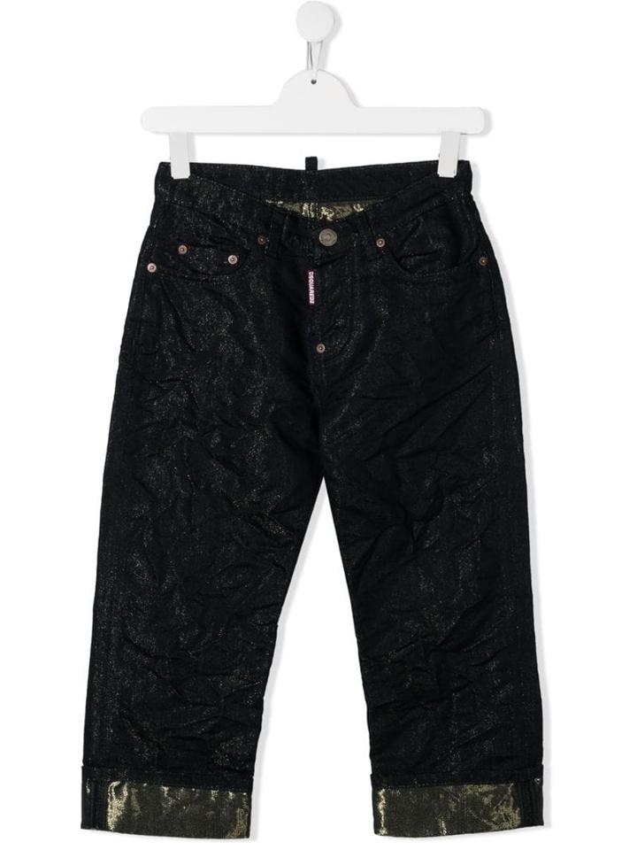 Dsquared2 Kids Teen Metallized Straight-leg Jeans - Blue