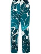 For Restless Sleepers Floral Print Pyjama Trousers, Women's, Size: L, Brown, Cotton/silk