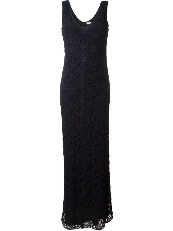 Nina Ricci V-neck Lace Dress, Women's, Size: 38, Blue, Acetate/silk/cotton/spandex/elastane