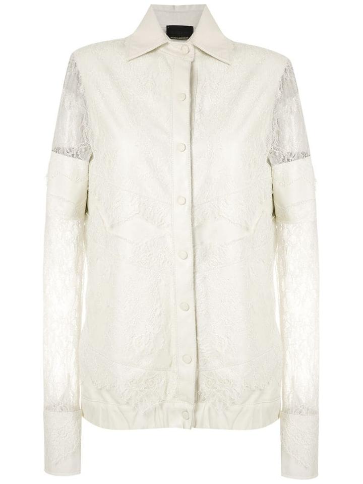 Andrea Bogosian Lace Panels Palise Leather Shirt - White