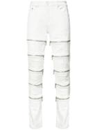 God's Masterful Children Leg Zips Slim-fit Jeans, Men's, Size: 32, White, Cotton/polyester