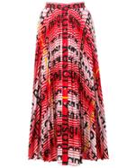Msgm Printed Pleated Skirt - Red