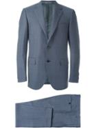 Canali Checked Notched Lapel Suit, Men's, Size: 48, Blue, Cupro/wool