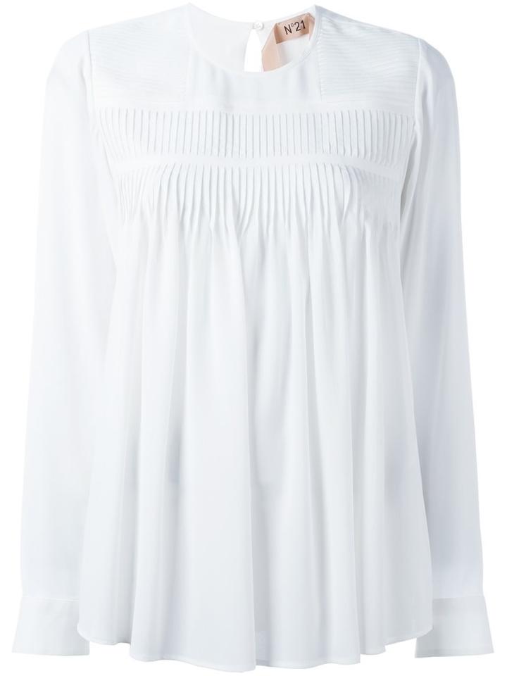 No21 Pleated Front Top, Women's, Size: 40, White, Acetate/silk