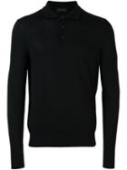 Z Zegna Longsleeved Polo Shirt, Men's, Size: Large, Black, Wool
