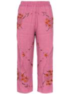 By Walid Reyzi Floral Embroidered Trousers - Pink