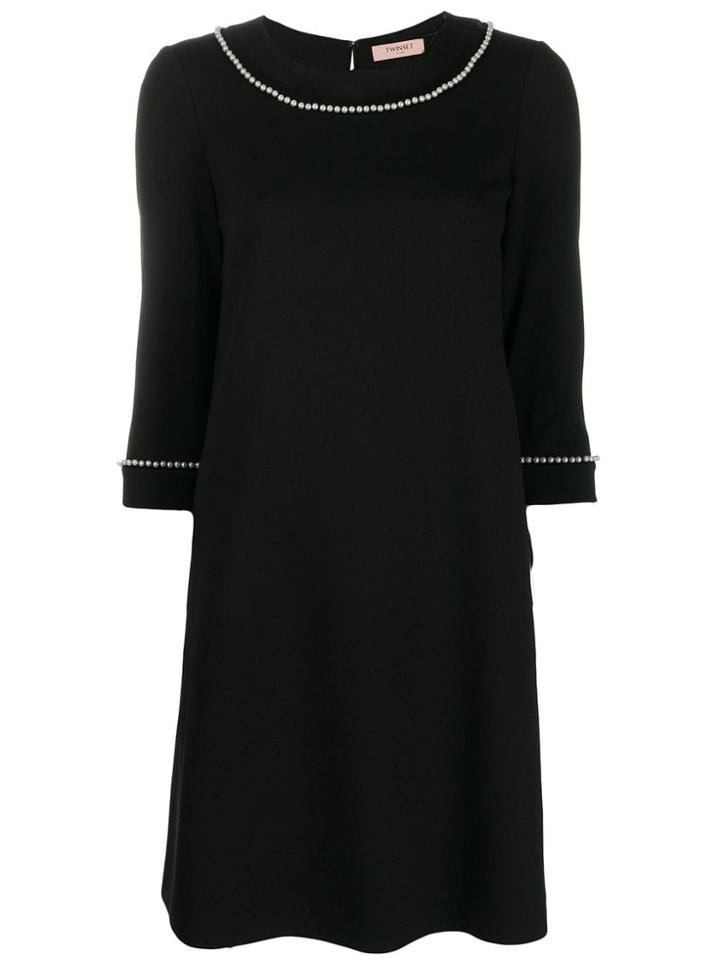 Twin-set Pearl Detail Shift Dress - Black