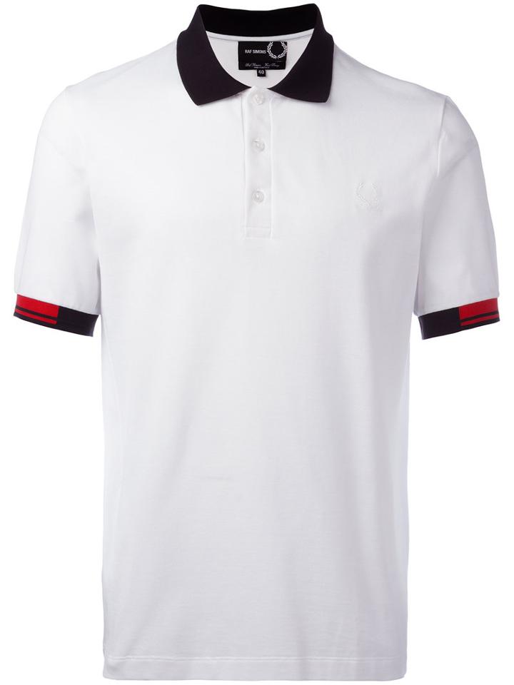 Raf Simons X Fred Perry Tipped Cuff Polo Shirt, Men's, Size: 36, White, Cotton