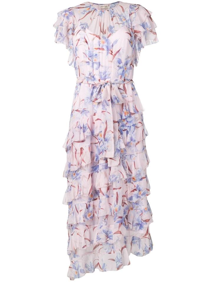 Zimmermann Floral Print Ruffle Dress - Purple