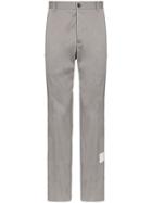 Thom Browne Grey Logo Patch Cotton Chino Trousers